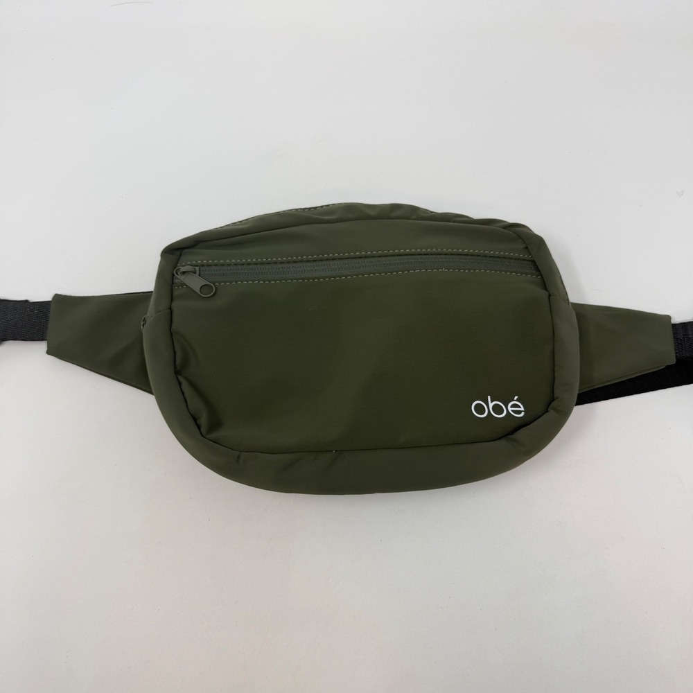 Obe Fitness Belt Bag‎ Olive Green Nylon Spandex Waist Pack Adjustable Strap